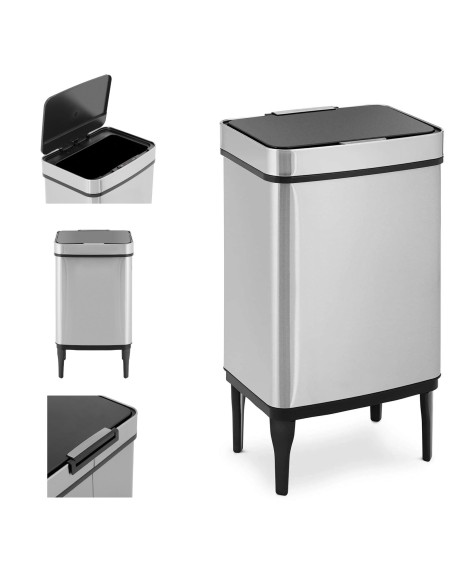 Automatinė šiukšlių dėžė ant kojų 45 l - pilka