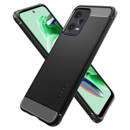 Spigen Rugged Armor dėklas, skirtas Xiaomi Redmi Note 12 5G / Poco X5 5G - matinė juoda