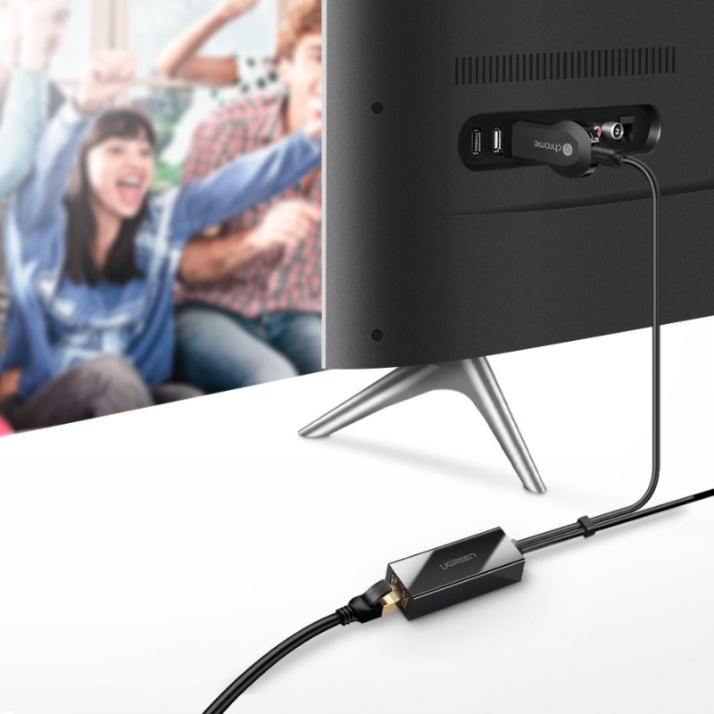 Išorinis LAN adapteris micro USB 100Mbps, skirtas Chromecast 1m black