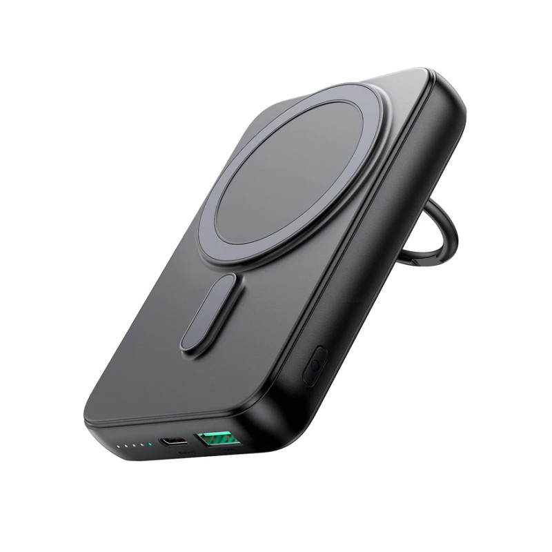 Belaidis maitinimo blokas 10000mAh Joyroom JR-W050 20W MagSafe su stovu + USB-C laidas - juodas Belaidis maitinimo blokas 10000mAh Joyroom JR-W050 20W MagSafe su stovu + USB-C laidas - juodas