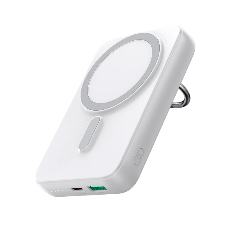 Belaidis maitinimo blokas 10000mAh Joyroom JR-W050 20W MagSafe su stovu + USB-C laidas - baltas