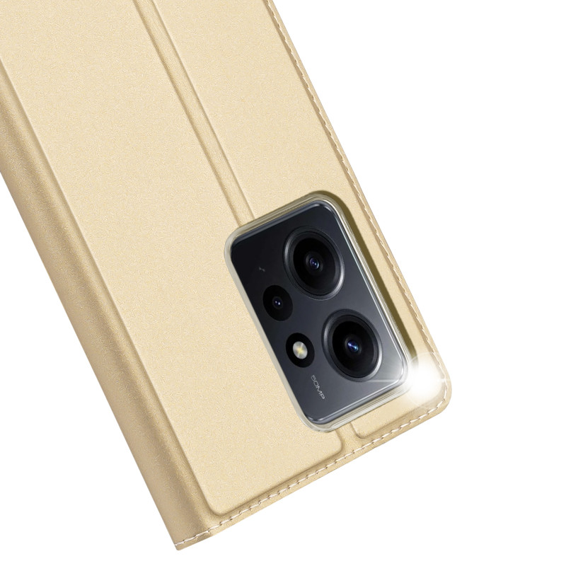 Dux Ducis Skin Pro dėklas, skirtas Xiaomi Redmi Note 12 atverčiamas dangtelis kortelės piniginės stovas auksinis