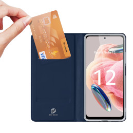 „Dux Ducis Skin Pro“ dėklas, skirtas „Xiaomi Redmi Note 12“ atverčiamas dangtelis kortelės piniginės stovas mėlynas