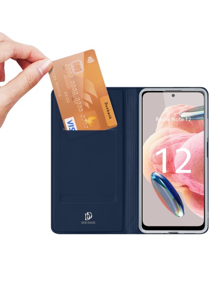 „Dux Ducis Skin Pro“ dėklas, skirtas „Xiaomi Redmi Note 12“ atverčiamas dangtelis kortelės piniginės stovas mėlynas „Dux Ducis Skin Pro“ dėklas, skirtas „Xiaomi Redmi Note 12“ atverčiamas dangtelis kortelės piniginės stovas mėlynas