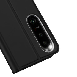 Dux Ducis Skin Pro dėklas, skirtas Sony Xperia 1 V atverčiamas dangtelis kortelės piniginės stovas juodas