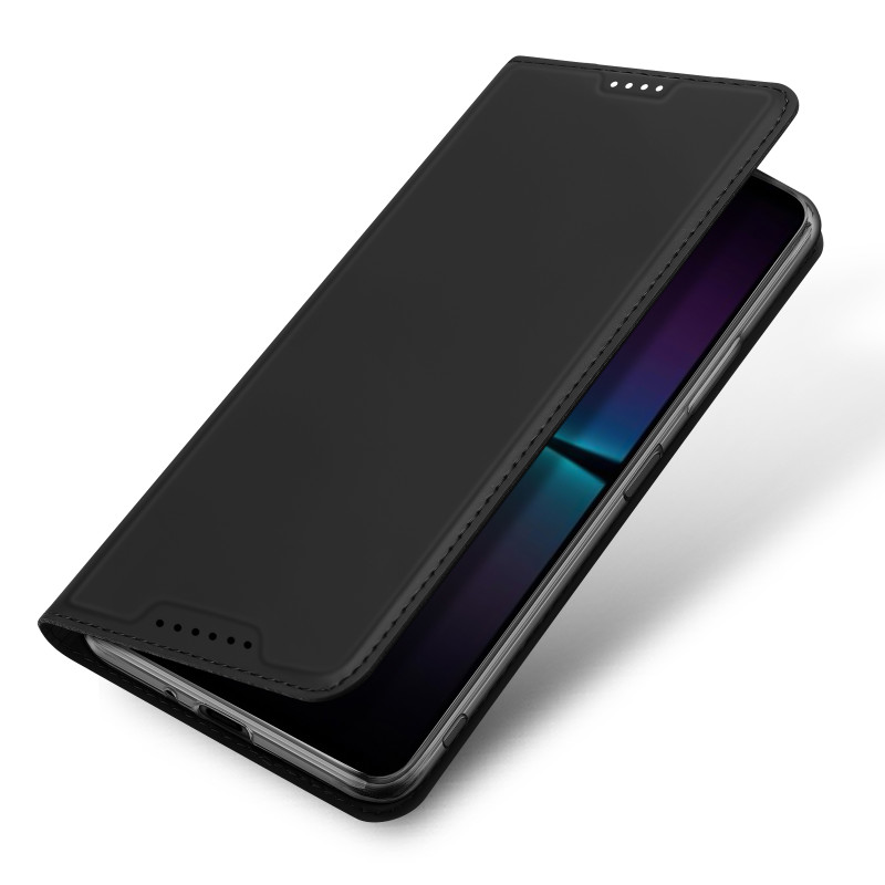 Dux Ducis Skin Pro dėklas, skirtas Sony Xperia 1 V atverčiamas dangtelis kortelės piniginės stovas juodas