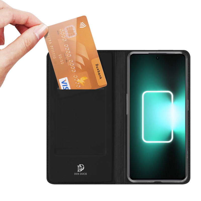 „Dux Ducis Skin Pro“ dėklas, skirtas „Realme GT Neo 5“ / „Realme GT3“ atverčiamas dangtelis kortelės piniginės stovas, j...