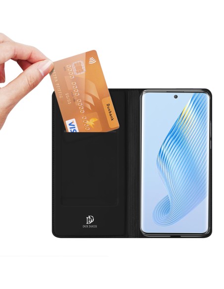 Dux Ducis Skin Pro dėklas, skirtas Honor Magic5 dangtelis su atvartu kortelių piniginės stovu juodas