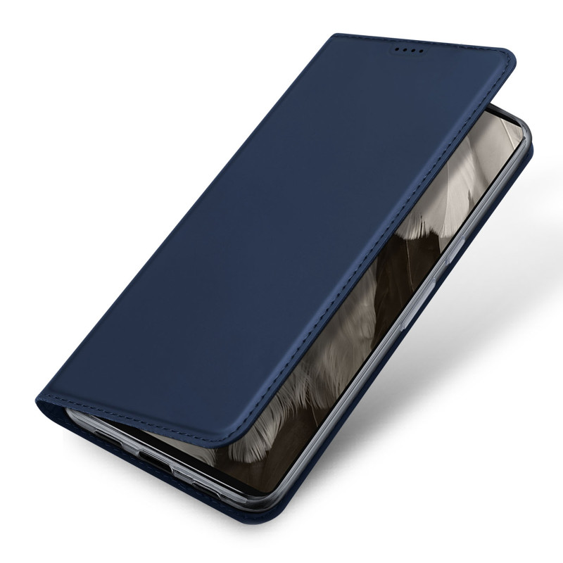 Dux Ducis Skin Pro dėklas, skirtas Google Pixel 7a dangteliu su atvartu, kortelės piniginės stovu mėlynas