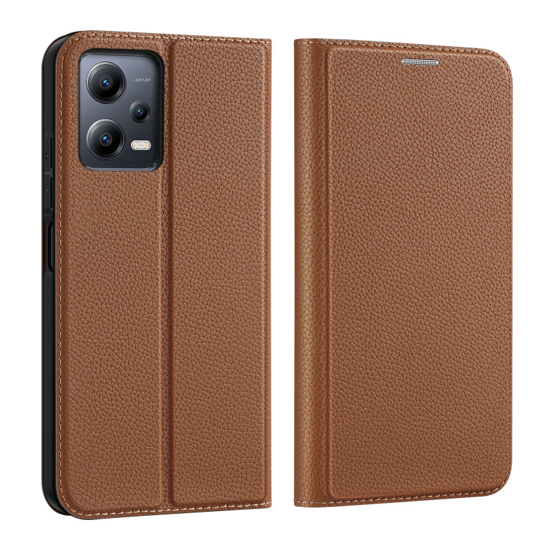 Dux Ducis Skin X2 Dėklas, skirtas Xiaomi Redmi Note 12 5G / Poco X5 5G Cover Flip Wallet Stovas rudas