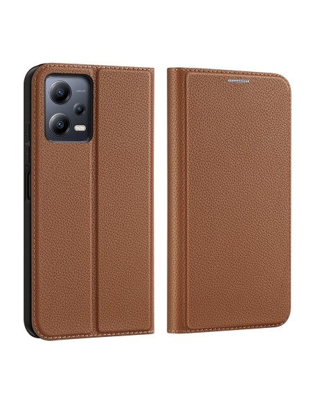 Dux Ducis Skin X2 Dėklas, skirtas Xiaomi Redmi Note 12 5G / Poco X5 5G Cover Flip Wallet Stovas rudas