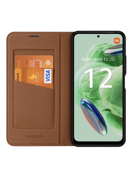 Dux Ducis Skin X2 Dėklas, skirtas Xiaomi Redmi Note 12 5G / Poco X5 5G Cover Flip Wallet Stovas rudas