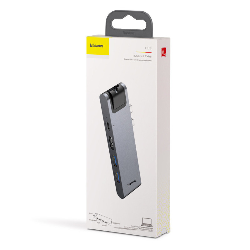 Prijungimo stotelė HUB 7in1 USB-C Thunderbolt MacBook Pro 2016 2017 2018 pilka