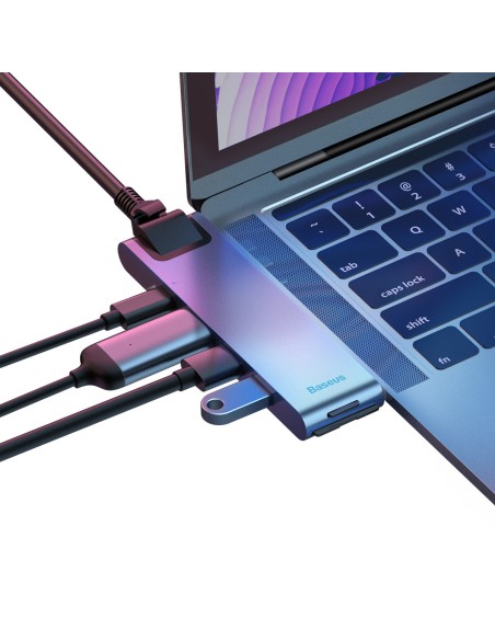 Prijungimo stotelė HUB 7in1 USB-C Thunderbolt MacBook Pro 2016 2017 2018 pilka
