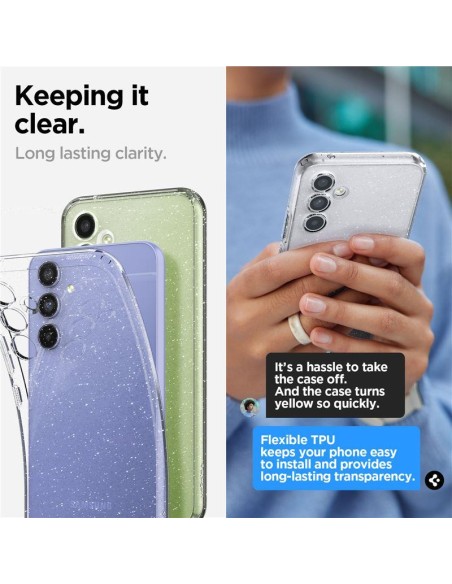 Spigen Skystųjų kristalų dėklas Samsung Galaxy A54 5G - skaidrus ir blizgantis Spigen Skystųjų kristalų dėklas Samsung Galaxy A54 5G - skaidrus ir blizgantis