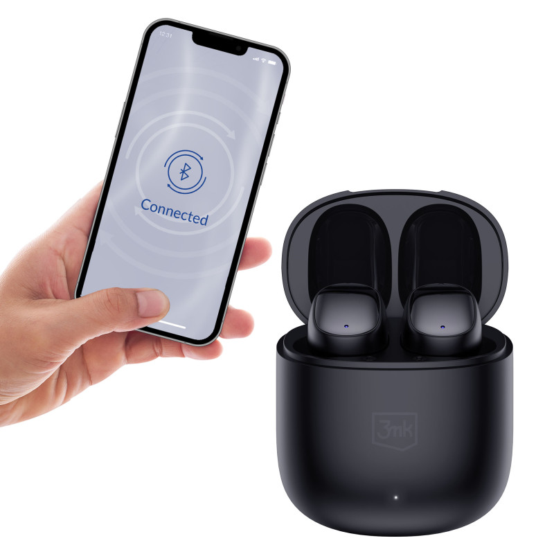 3mk FlowBuds belaidės į ausis įdedamos Bluetooth ausinės – juodos