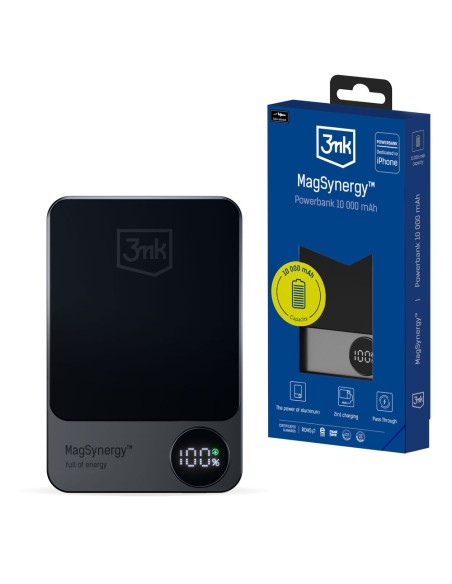 Powerbank 3mk MagSynergy 10000 mAh indukcija su MagSafe - juoda Powerbank 3mk MagSynergy 10000 mAh indukcija su MagSafe - juoda