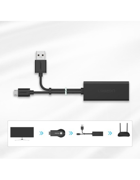 Išorinis LAN adapteris micro USB 100Mbps, skirtas Chromecast 1m black Išorinis LAN adapteris micro USB 100Mbps, skirtas Chromecast 1m black
