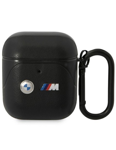 BMW Leather Curved Line dėklas, skirtas AirPods 1/ 2 - juodas BMW Leather Curved Line dėklas, skirtas AirPods 1/ 2 - juodas