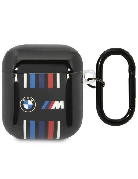BMW Multiple Colored Lines dėklas, skirtas AirPods 1/ 2 - juodas BMW Multiple Colored Lines dėklas, skirtas AirPods 1/ 2 - juodas