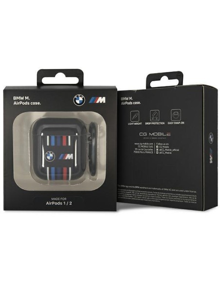 BMW Multiple Colored Lines dėklas, skirtas AirPods 1/ 2 - juodas BMW Multiple Colored Lines dėklas, skirtas AirPods 1/ 2 - juodas