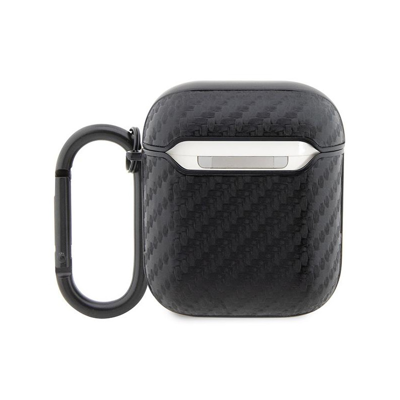 BMW Carbon Double Metal Logo dėklas, skirtas AirPods 1/ 2 - juodas