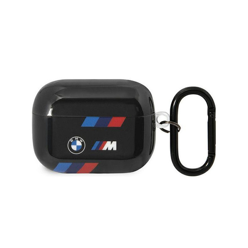 BMW Tricolor Stripes dėklas, skirtas AirPods Pro 2nd gen - juodas BMW Tricolor Stripes dėklas, skirtas AirPods Pro 2nd gen - juodas