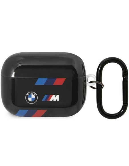 BMW Tricolor Stripes dėklas, skirtas AirPods Pro 2nd gen - juodas BMW Tricolor Stripes dėklas, skirtas AirPods Pro 2nd gen - juodas