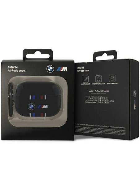BMW Multiple Colored Lines dėklas, skirtas AirPods Pro 2nd gen - juodas BMW Multiple Colored Lines dėklas, skirtas AirPods Pro 2nd gen - juodas