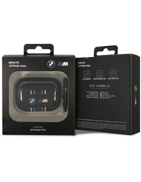 BMW Multiple Colored Lines dėklas, skirtas AirPods Pro - juodas BMW Multiple Colored Lines dėklas, skirtas AirPods Pro - juodas