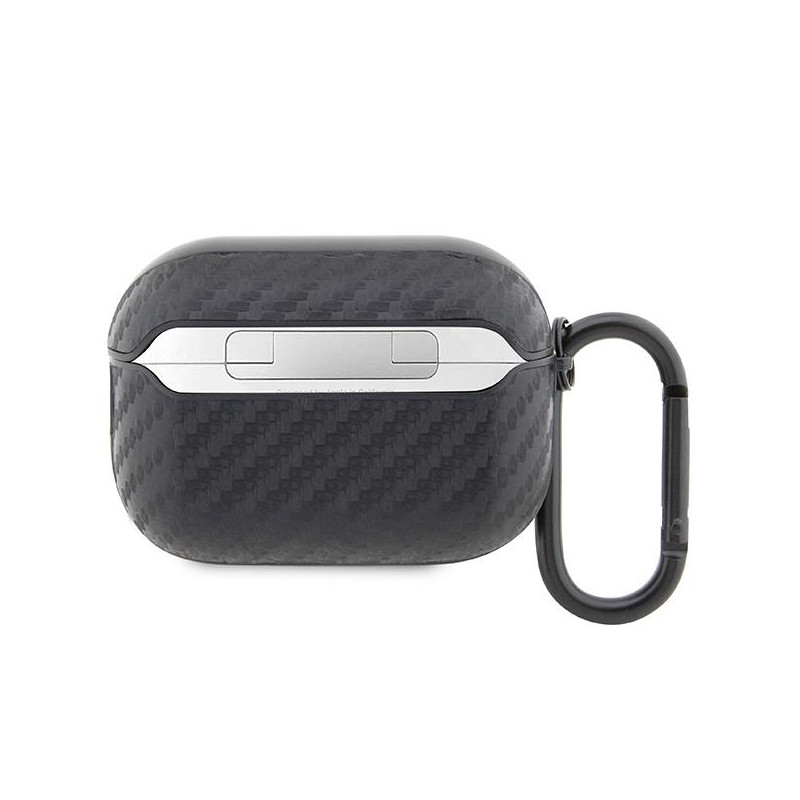 BMW Carbon Double Metal Logo dėklas, skirtas AirPods Pro 2nd gen - juodas