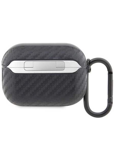 BMW Carbon Double Metal Logo dėklas, skirtas AirPods Pro 2nd gen - juodas BMW Carbon Double Metal Logo dėklas, skirtas AirPods Pro 2nd gen - juodas