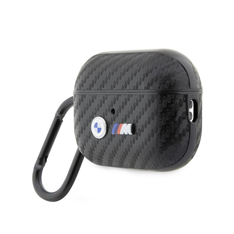 BMW Carbon Double Metal Logo dėklas, skirtas AirPods Pro 2nd gen - juodas