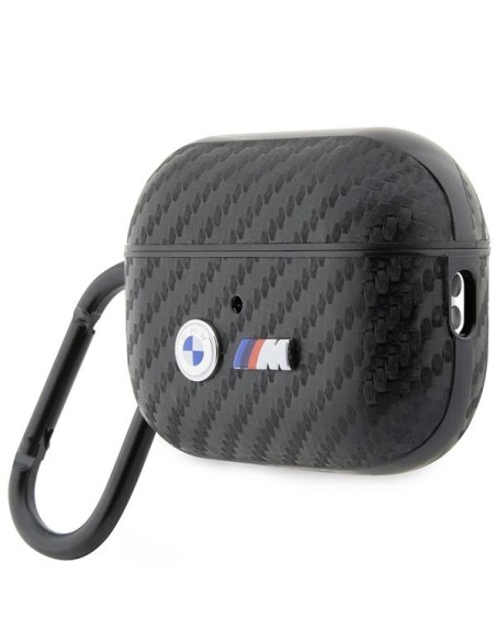 BMW Carbon Double Metal Logo dėklas, skirtas AirPods Pro 2nd gen - juodas BMW Carbon Double Metal Logo dėklas, skirtas AirPods Pro 2nd gen - juodas