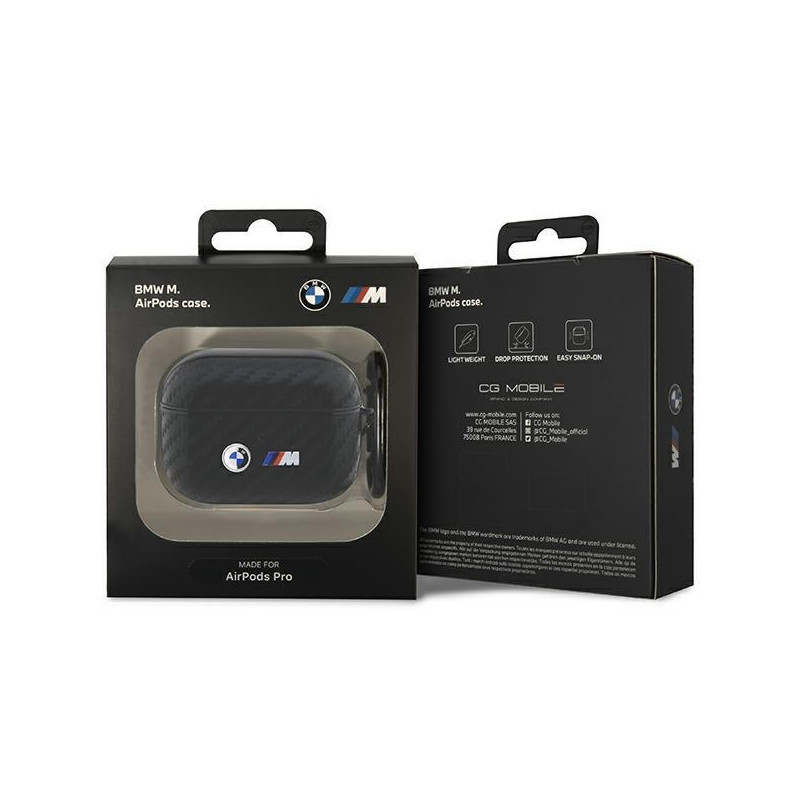 BMW Carbon Double Metal Logo dėklas, skirtas AirPods Pro - juodas