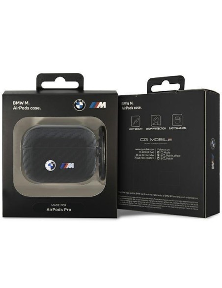 BMW Carbon Double Metal Logo dėklas, skirtas AirPods Pro - juodas BMW Carbon Double Metal Logo dėklas, skirtas AirPods Pro - juodas