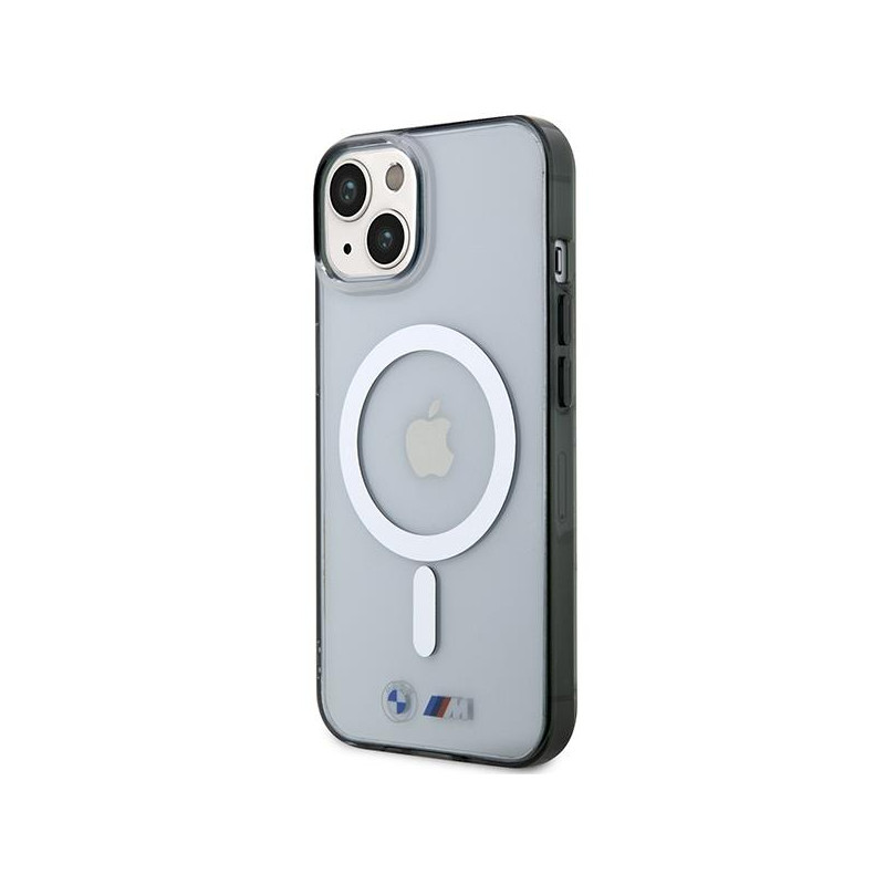 BMW Silver Ring MagSafe dėklas iPhone 14 Plus - skaidrus