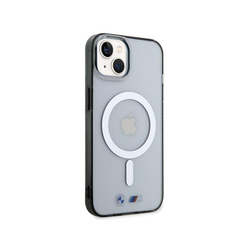 BMW Silver Ring MagSafe dėklas iPhone 14 Plus - skaidrus