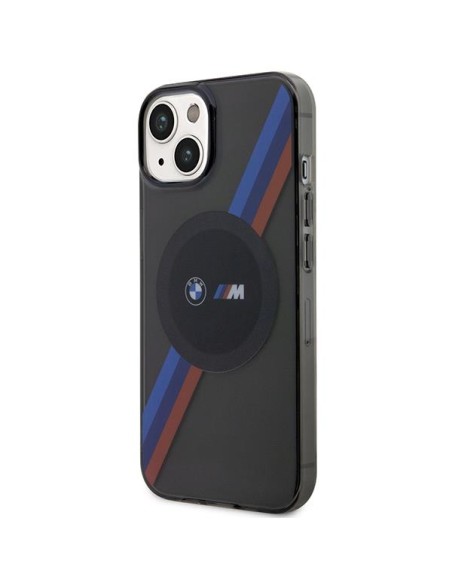 BMW Tricolor Stripes MagSafe dėklas iPhone 14 - pilkas BMW Tricolor Stripes MagSafe dėklas iPhone 14 - pilkas