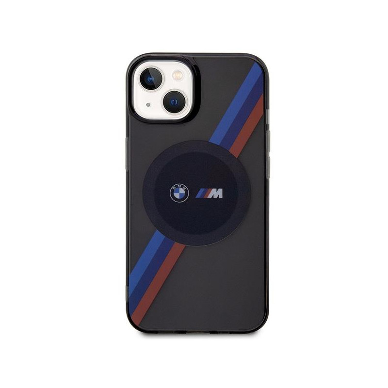 BMW Tricolor Stripes MagSafe dėklas iPhone 14 - pilkas