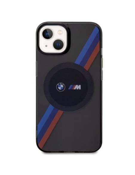 BMW Tricolor Stripes MagSafe dėklas iPhone 14 - pilkas BMW Tricolor Stripes MagSafe dėklas iPhone 14 - pilkas