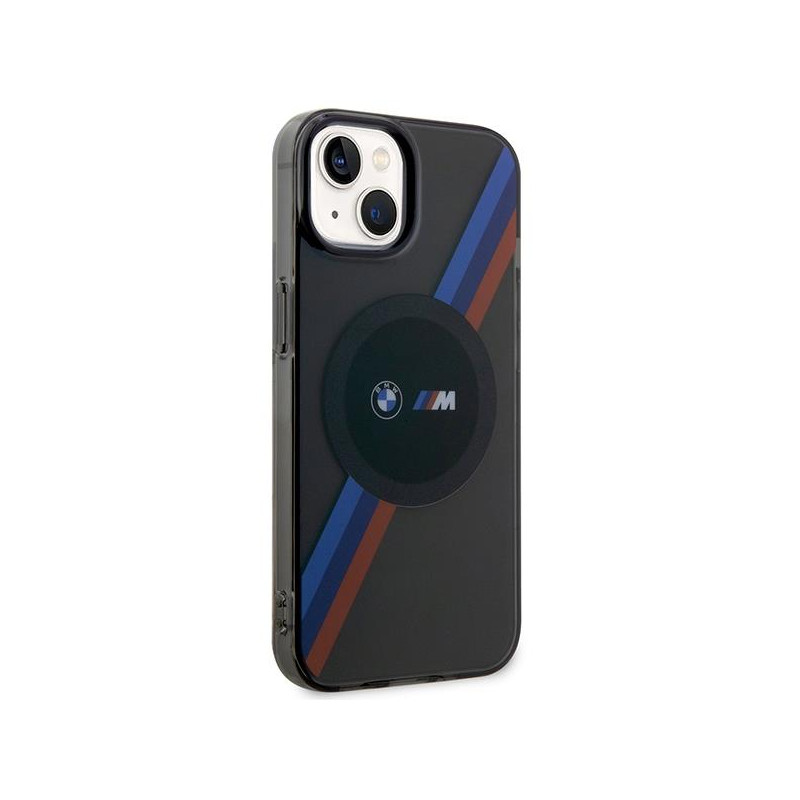 BMW Tricolor Stripes MagSafe dėklas iPhone 14 - pilkas