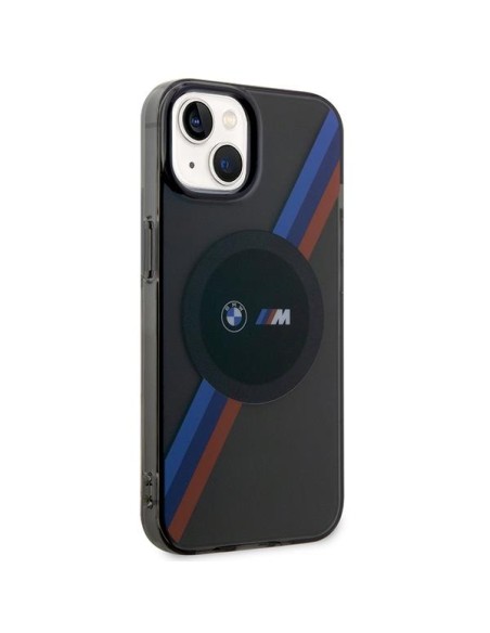 BMW Tricolor Stripes MagSafe dėklas iPhone 14 - pilkas BMW Tricolor Stripes MagSafe dėklas iPhone 14 - pilkas