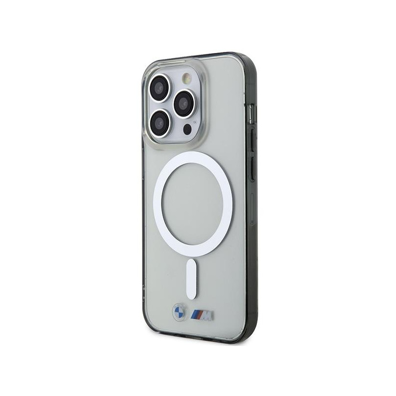 BMW Silver Ring MagSafe dėklas iPhone 14 Pro Max - skaidrus