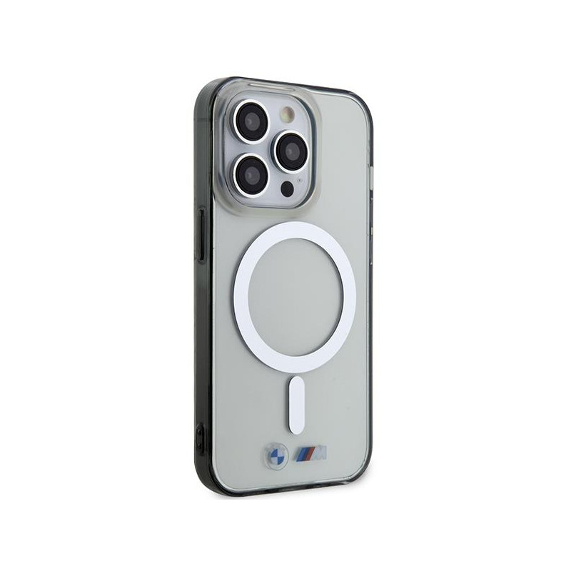 BMW Silver Ring MagSafe dėklas iPhone 14 Pro Max - skaidrus