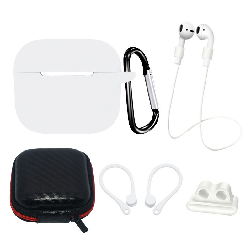 AirPods 3 silikoninio dėklo rinkinys + dėklas / ausies kabliukas / kaklo dirželis / laikrodžio dirželio laikiklis / kara...