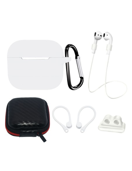 AirPods 3 silikoninio dėklo rinkinys + dėklas / ausies kabliukas / kaklo dirželis / laikrodžio dirželio laikiklis / kara...