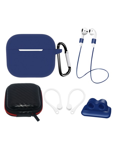 AirPods 3 silikoninio dėklo rinkinys + dėklas / ausies kabliukas / kaklo dirželis / laikrodžio dirželio laikiklis / kara...