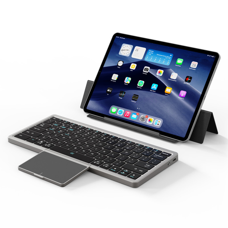 Dux Ducis OK Series Bluetooth belaidė klaviatūra su jutikliniu skydeliu – juoda Dux Ducis OK Series Bluetooth belaidė klaviatūra su jutikliniu skydeliu – juoda