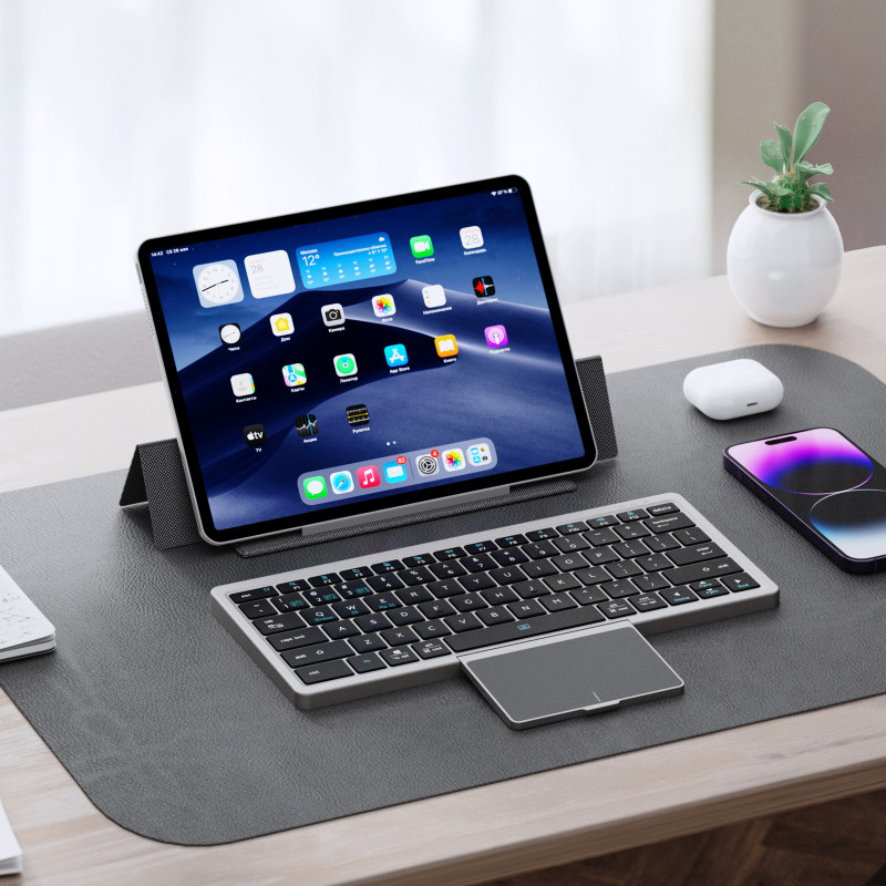 Dux Ducis OK Series Bluetooth belaidė klaviatūra su jutikliniu skydeliu – juoda